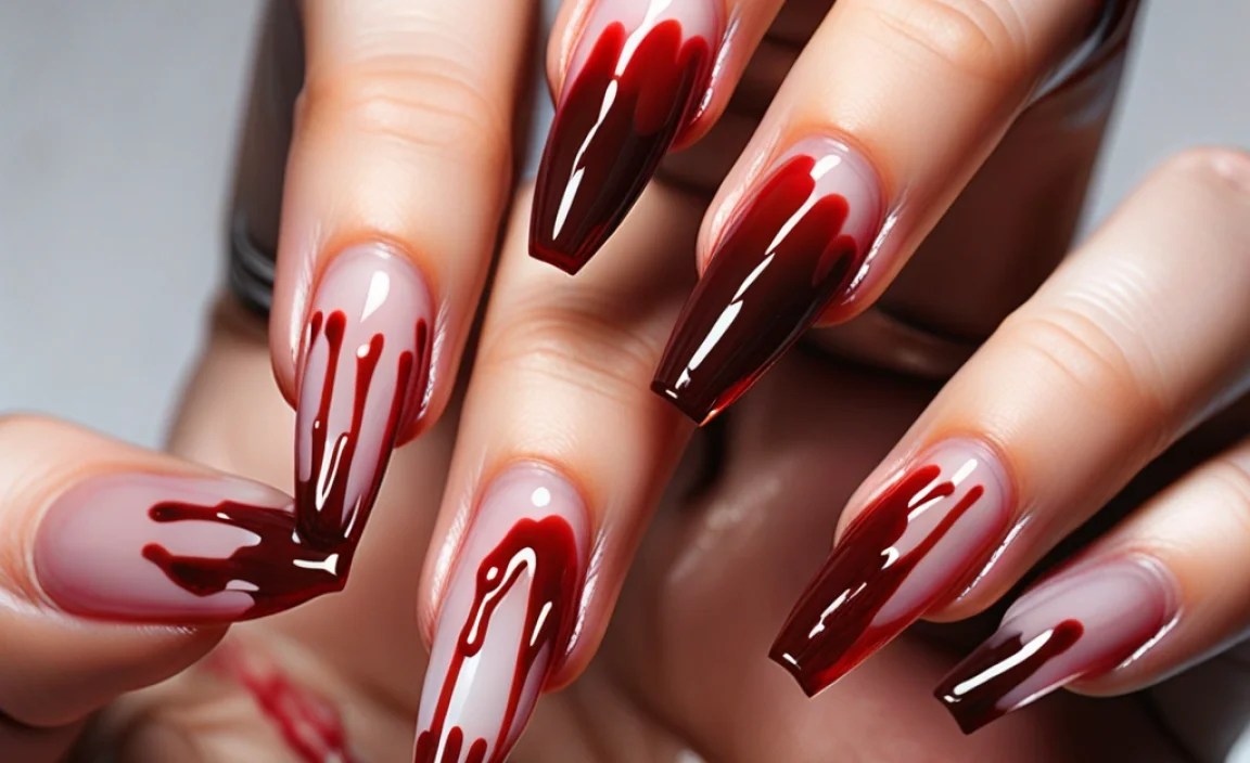 Stunning Blood Drip French Nails: Trendy Nail Art Ideas 5 Step-by-Step Tutorial for Creating Blood Drip French Nails