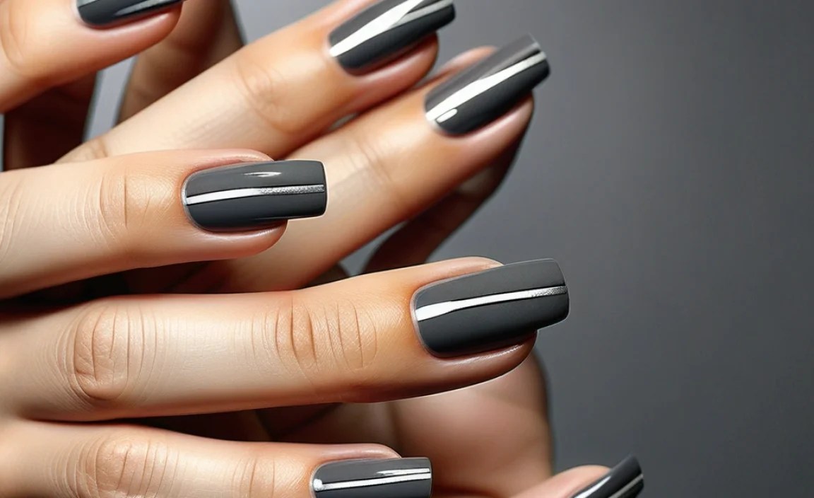 Charcoal Grey Nails With Silver Stripe: Essential Style 2 Tips & Tricks for a Flawless Finish