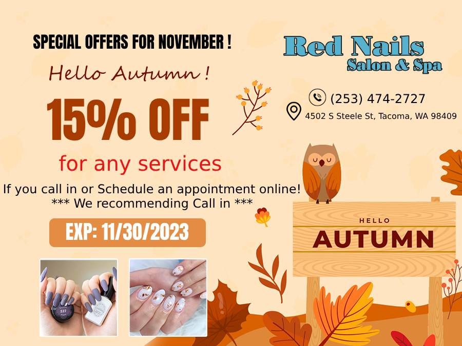 Red Nails Salon & Spa, 15 OFF for any services Beauty