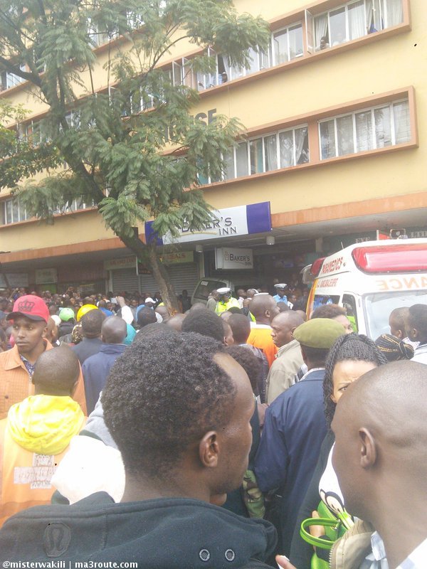 PHOTOS + VIDEO Matatu Drives Into Baker's Inn Along Moi Avenue
