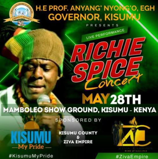 Governor Anyang' Nyong'o tips Richie Spice Concert to boost tourism in
