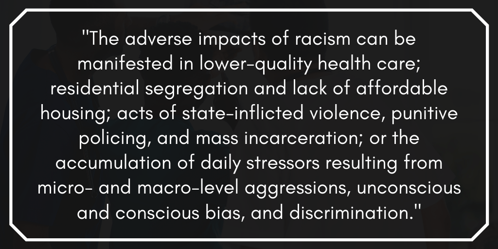 Racism and Associated Health Impacts National Academy of Medicine