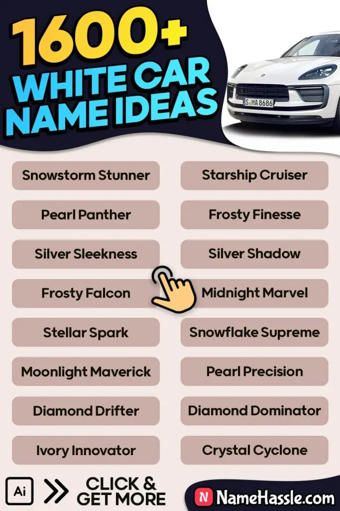 1600+ Best White Car Names Ideas (Generator) [October 2024]