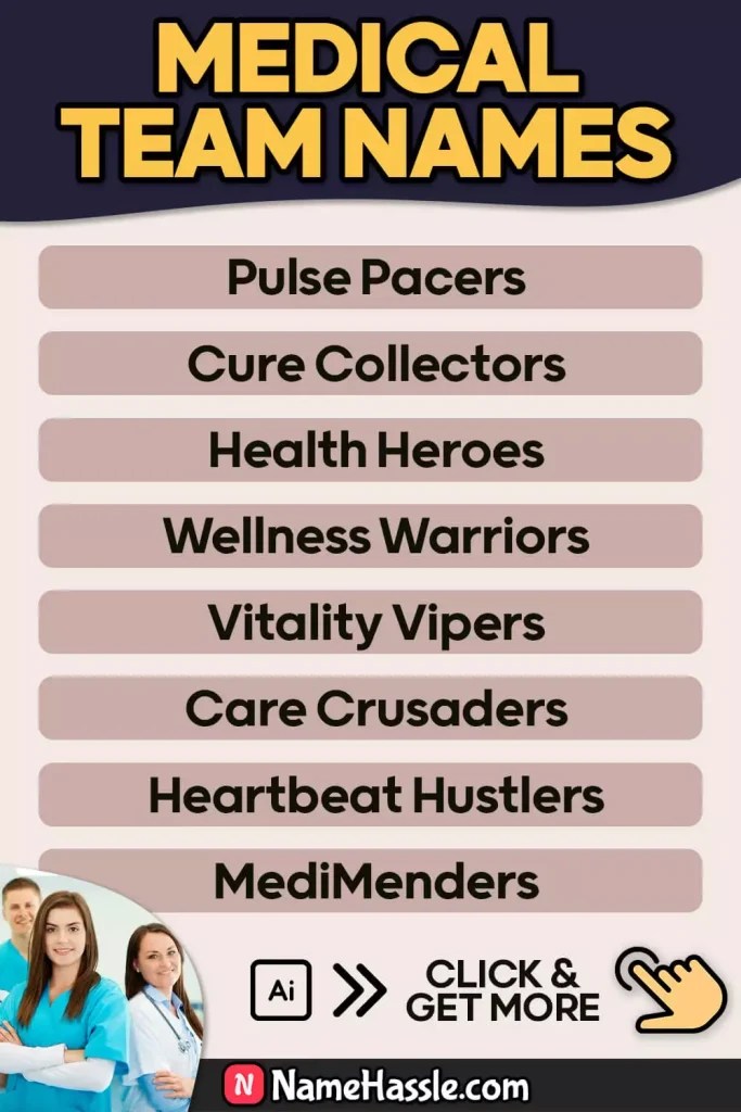1600+ Friendly Medical Team Names (AIGenerator) 2024