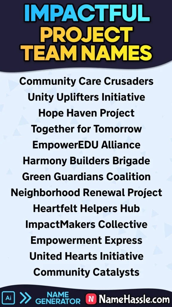 1600+ Unique & Funny Project Team Names Ideas (Generator)