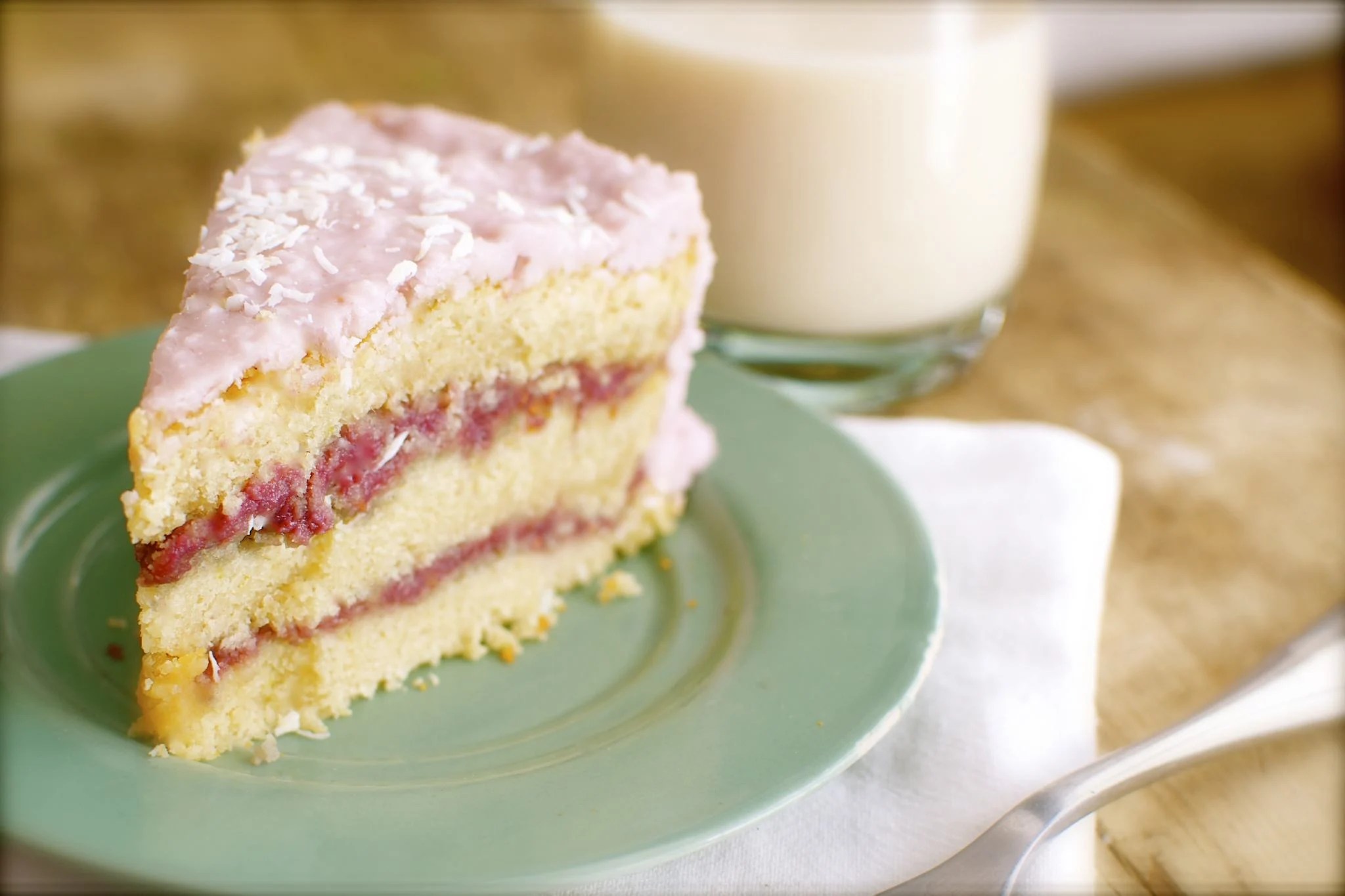 Vegan Raspberry Zinger Coconut Cake