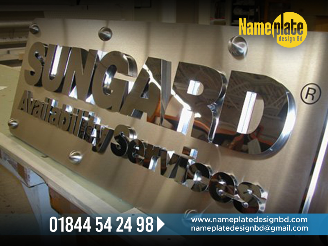 Stainless Steel Letter Name Plate Signage Glass Name Plate Signage