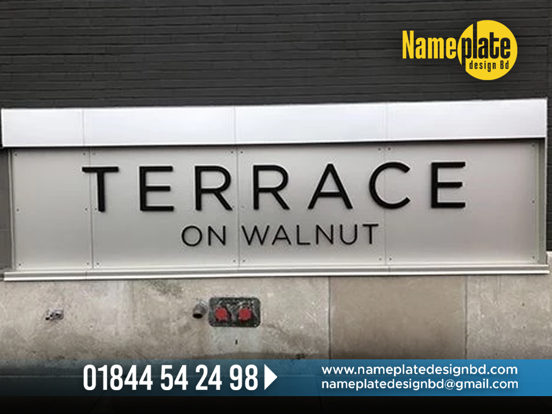 Terrace Building Name Plate Signage, Real Estate Name Plate Signage