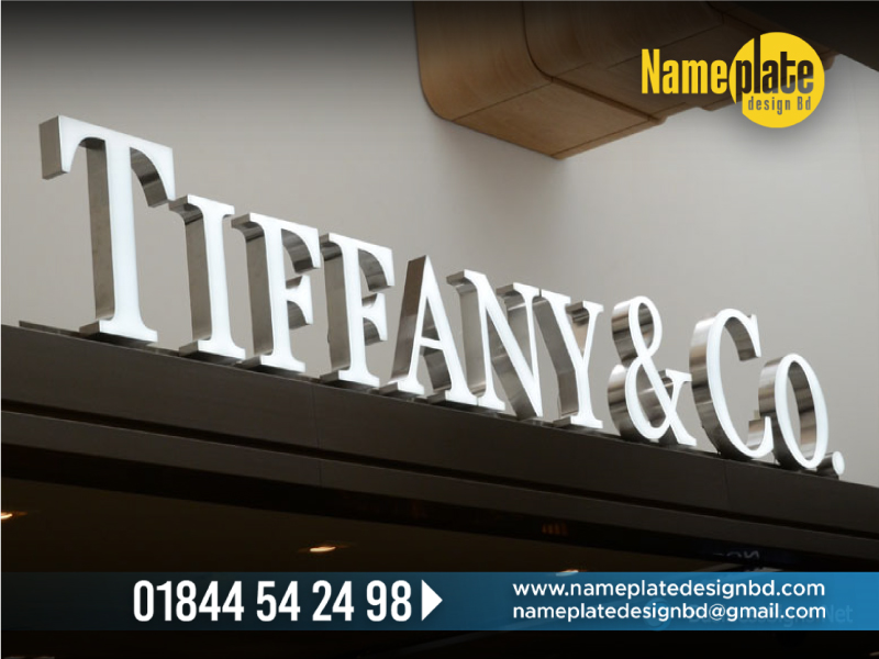 White Color Acrylic Nameplate Design BD, Led Name Plate Signage in