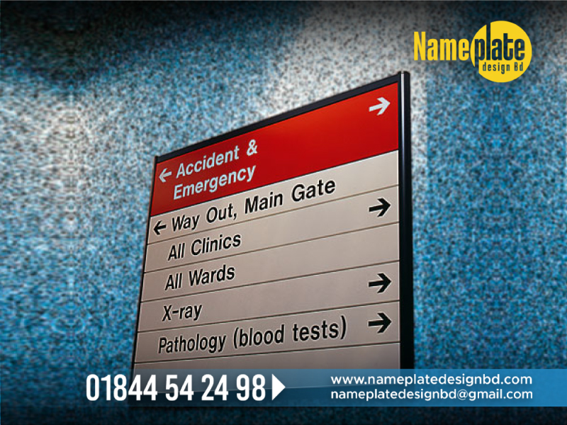 Accident and emergency name plate BD, Hospital Second name plate, Out