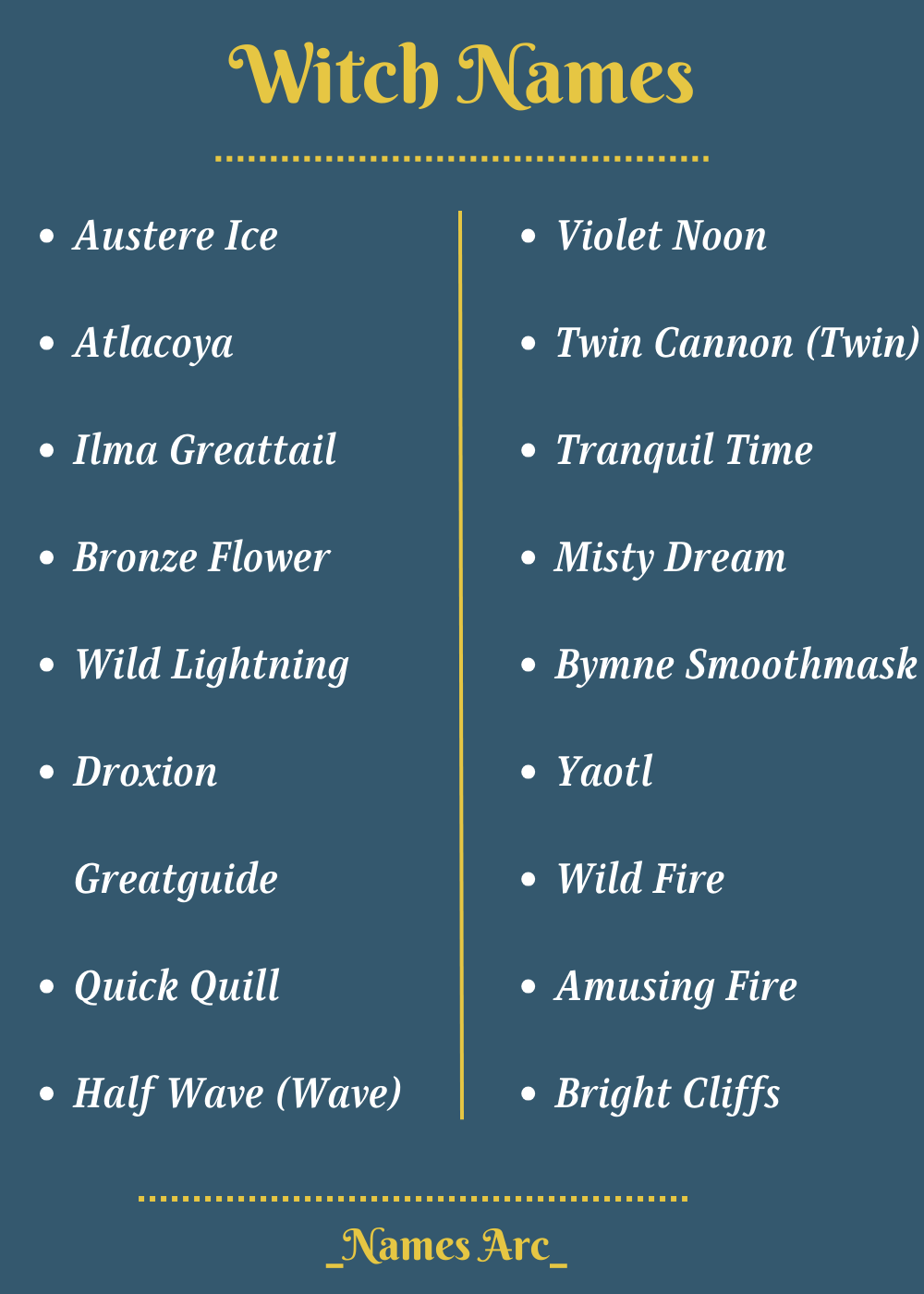 400+ Catchy and Best Witch Names Namesarc