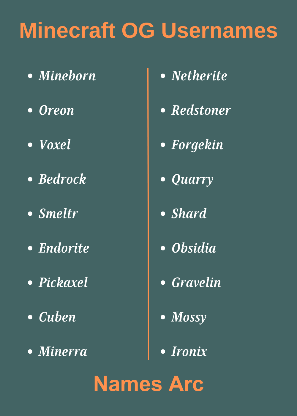 600+ Best Minecraft OG Usernames For You Namesarc(08)