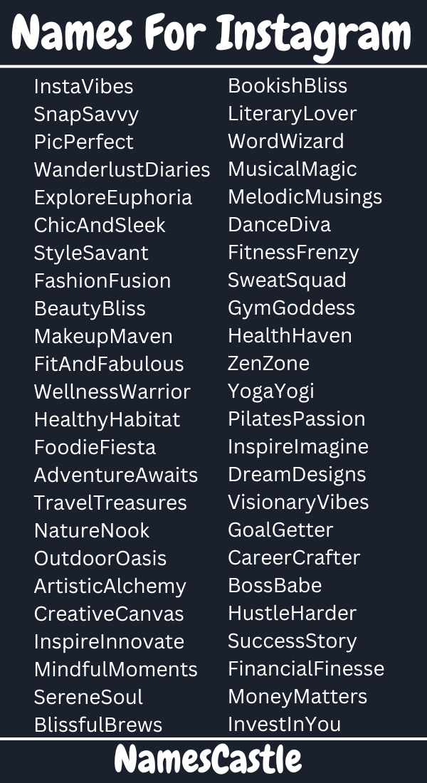 500+ Names For Instagram Unique Cool Interesting & Creative(08)