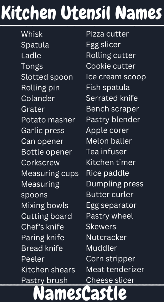 500+ Names For Kitchen Utensils Unique Creative Cool & Cute