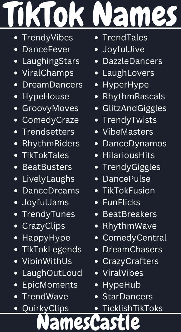 600+ TikTok Names Creative Unique Cool Catchy Epic & Cute