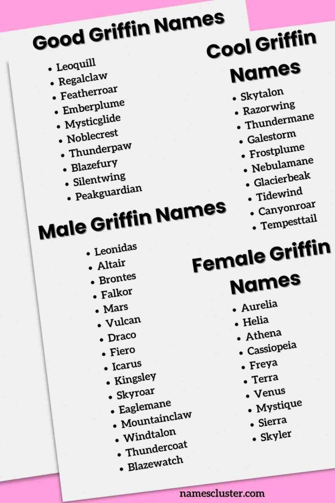 140+ Best Funny Famous and Mythical Griffin Names
