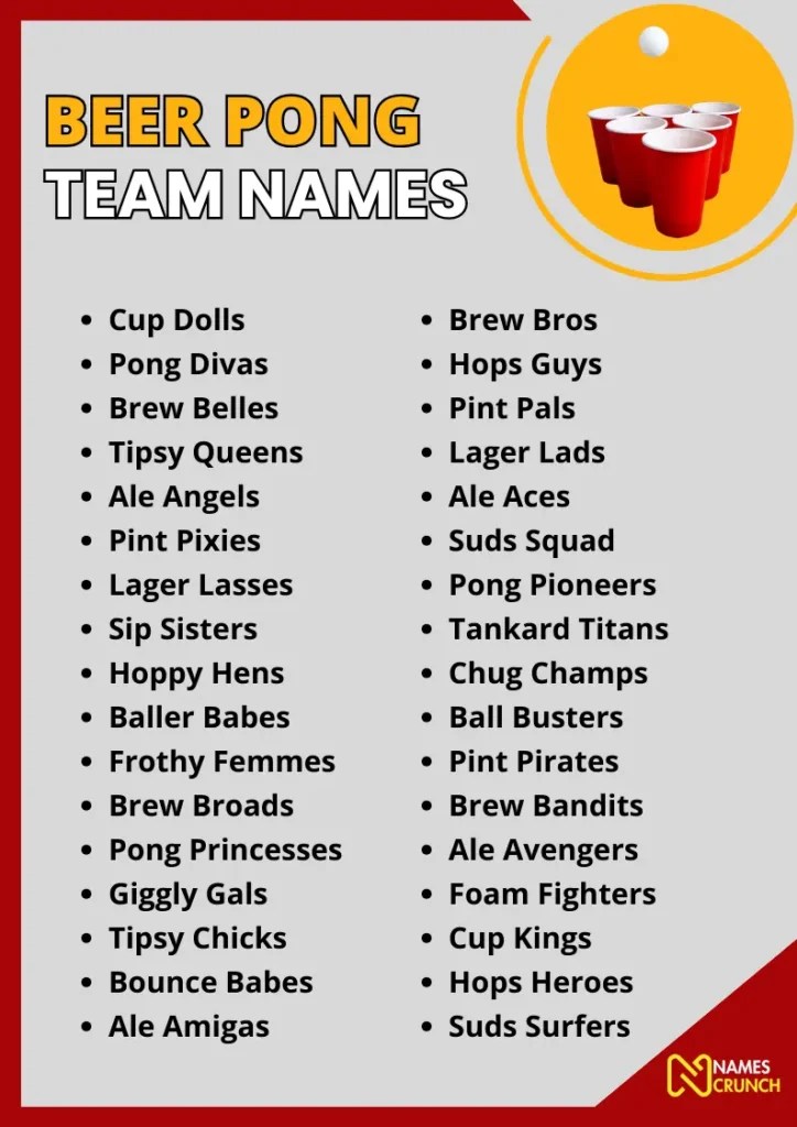 Beer Pong Team Names [400+ Best Ideas] Names Crunch