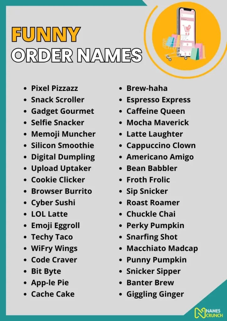495+ Funny Order Names Names Crunch