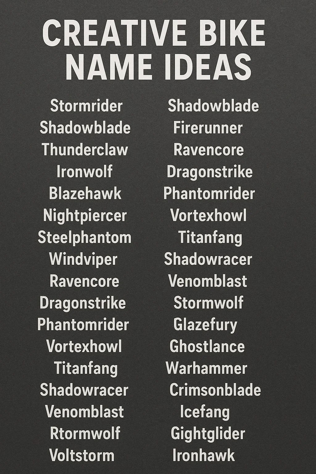 1200+ Creative Bike Name Ideas 2025 NamesWrite(04)