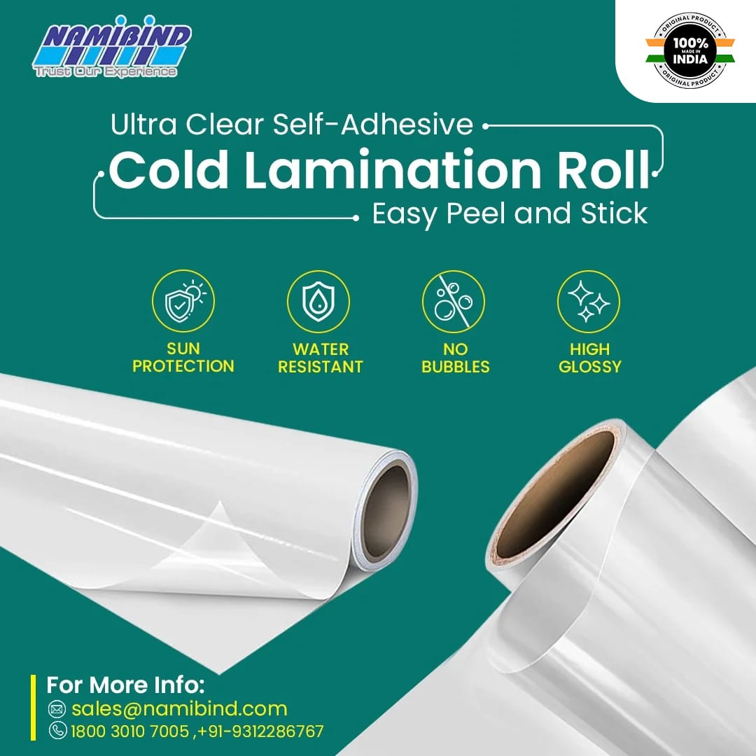 12.5 Inch Ultra Clear Cold Lamination Film Roll 90 Micron namibind