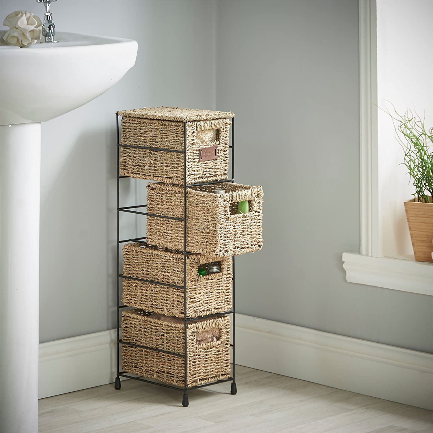4 Tier Small Seagrass Basket Storage Tower Unit NAM SON