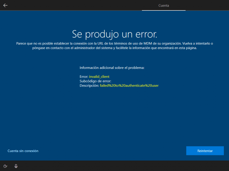 Intune Autopilot enrollment invalid_client error failed NanDocs