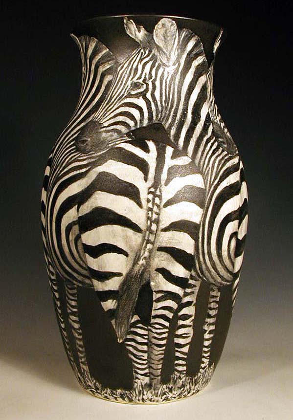 Hand Painted Pottery with Animal and Dog Art by Nan Hamilton Boston MA