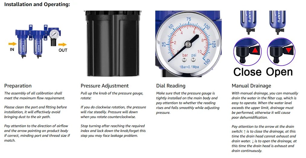 NANPU DOFR04 Zinc Alloy Air Drying System Double 5 Micron