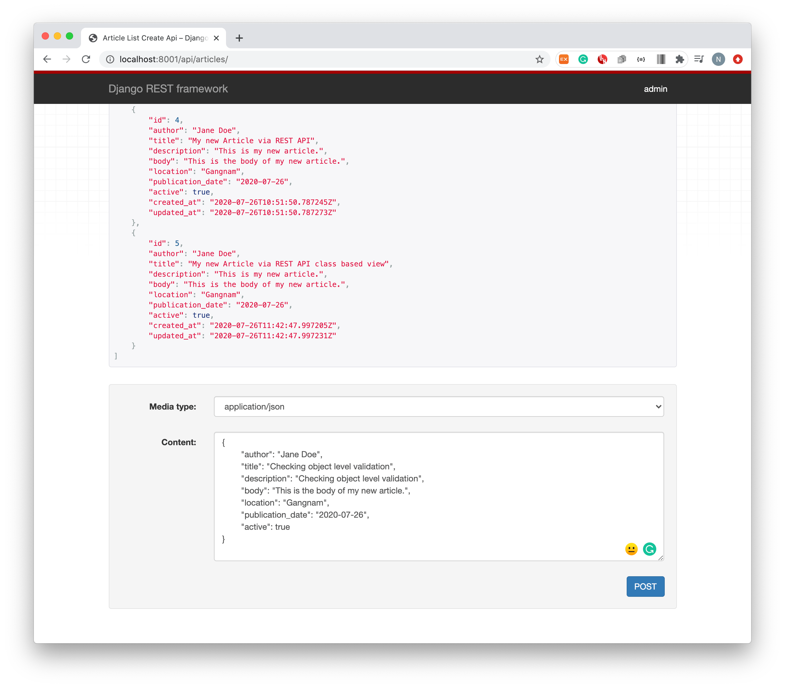 Django Rest Framework 활용하기 4 Serializers Validation out.log