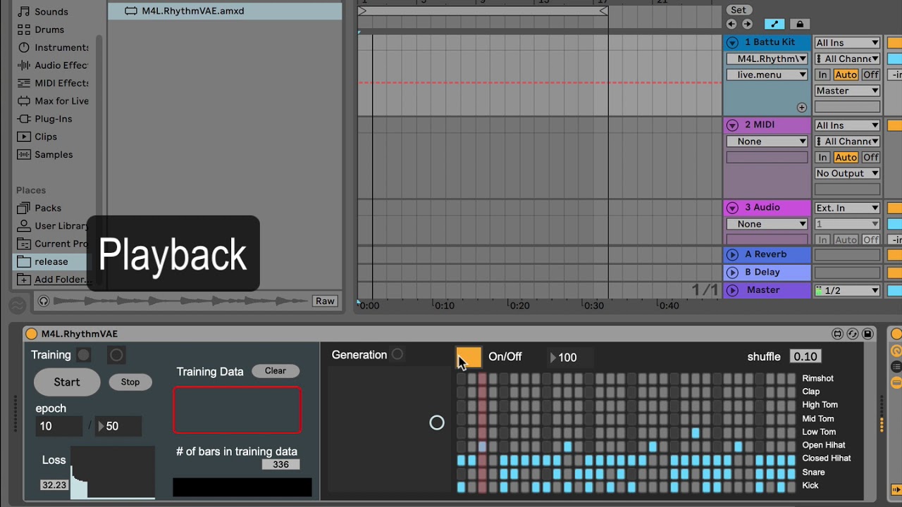 M4L.RhythmVAE VAE Rhythm Generator for Ableton Live EXPERIMENTS