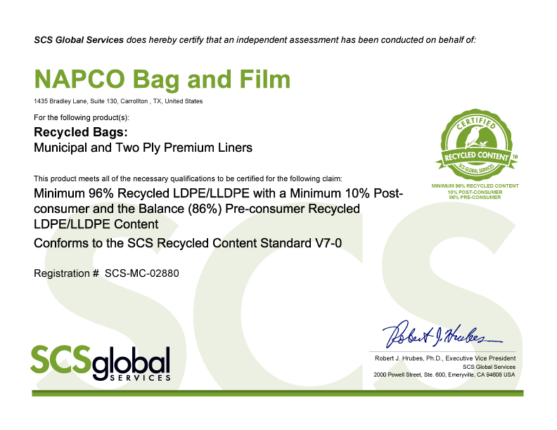 Post Consumer Green Program NAPCO