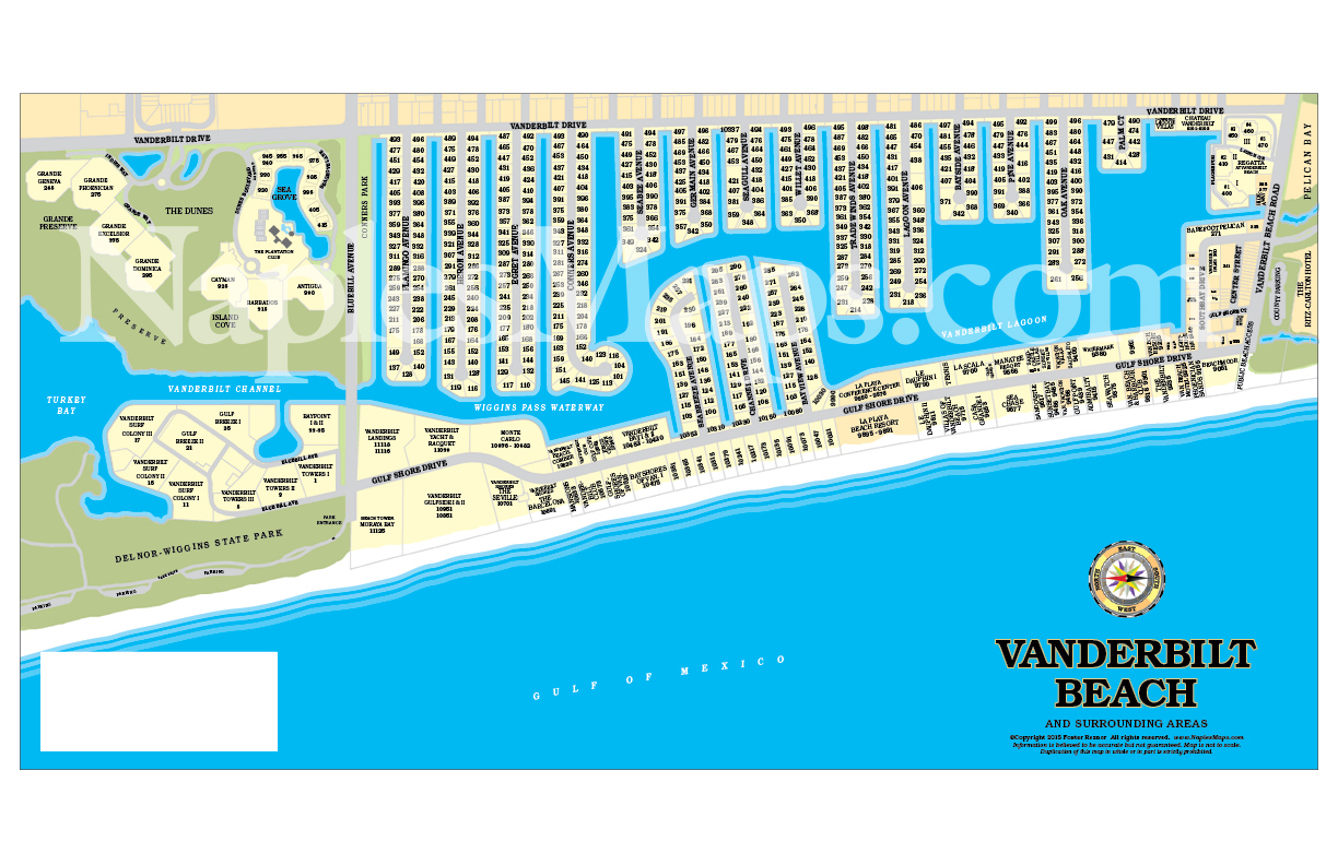 Map of Vanderbilt Beach (customized sample) Naples Florida