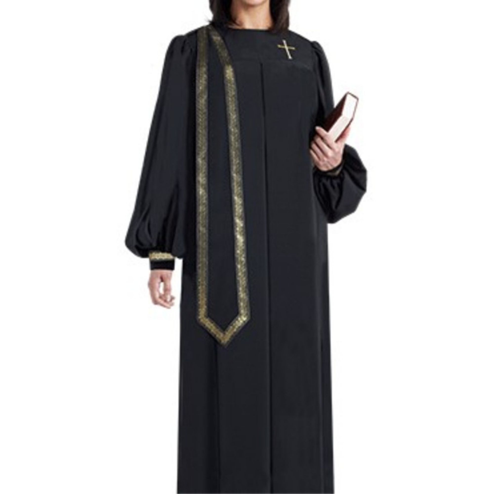 Women's Clergy Robe Evangelist Black Peach skin