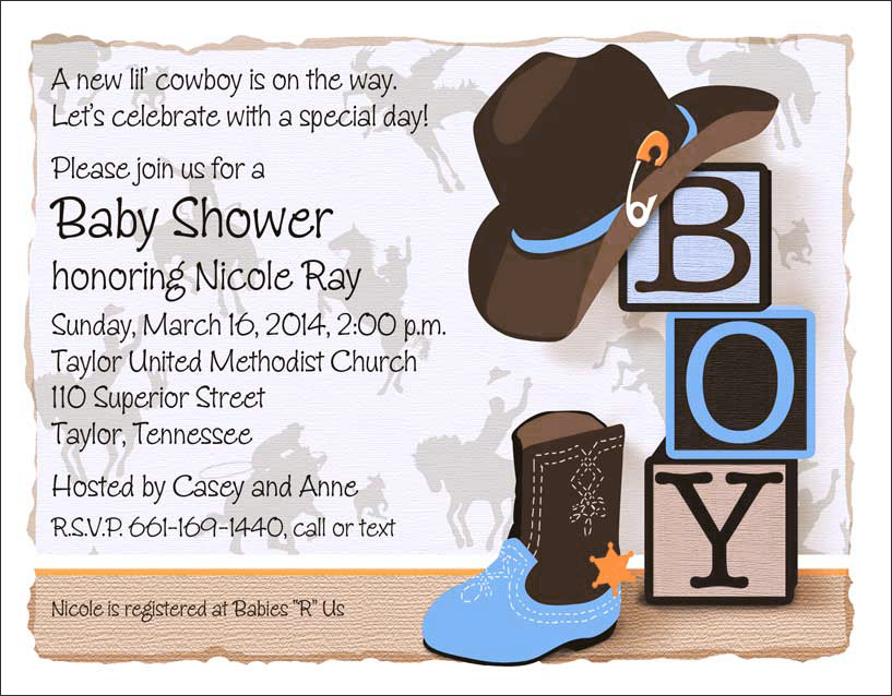 Cowboy Baby Shower Invitation Naptime Productions