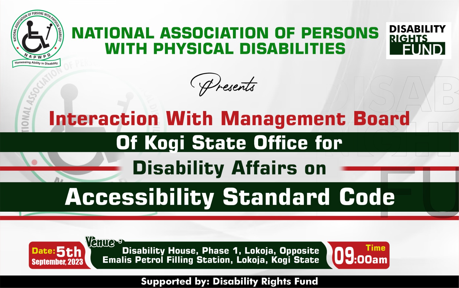 Development of Kogi State Accessibility Standard Code NAPWPD Nigeria