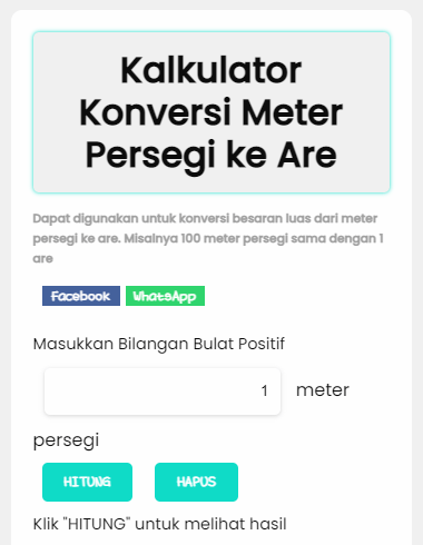 Meter Persegi ke Are | Kalkulator Konversi