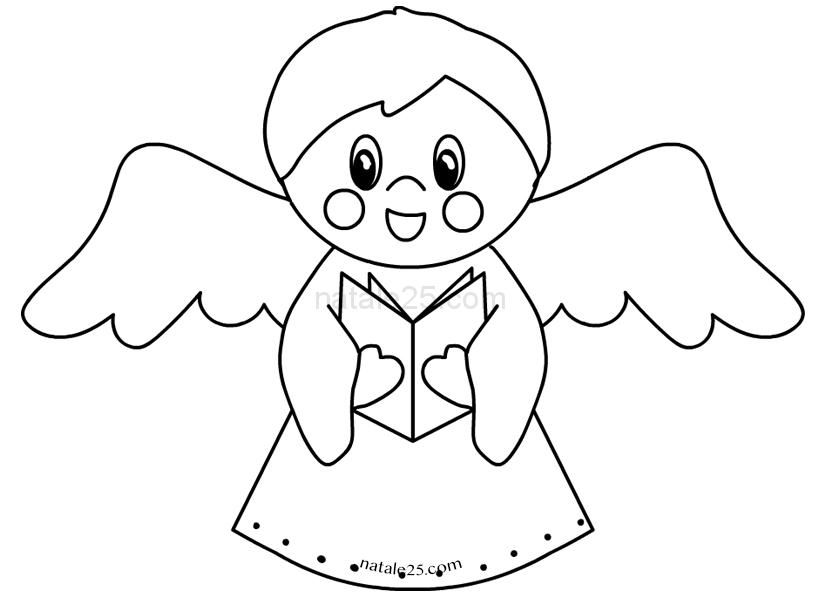 Angelo che canta da colorare Natale 25