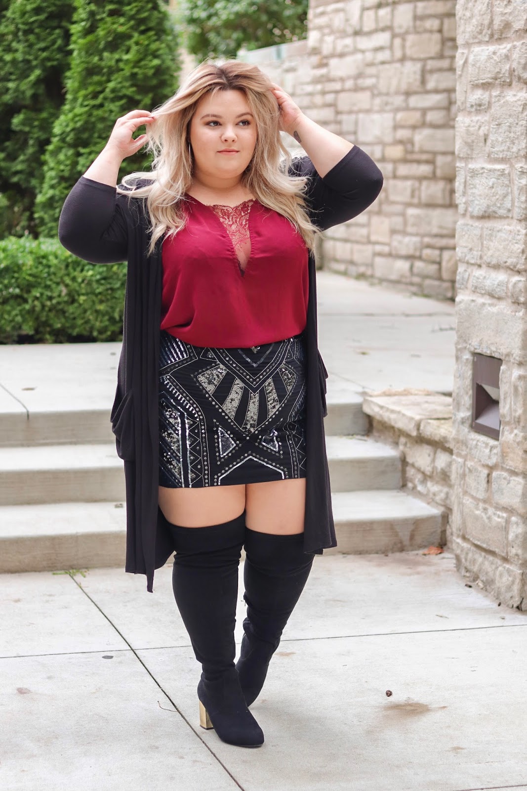 Plus Size Mini Skirt & Long Cardigan Natalie in the City