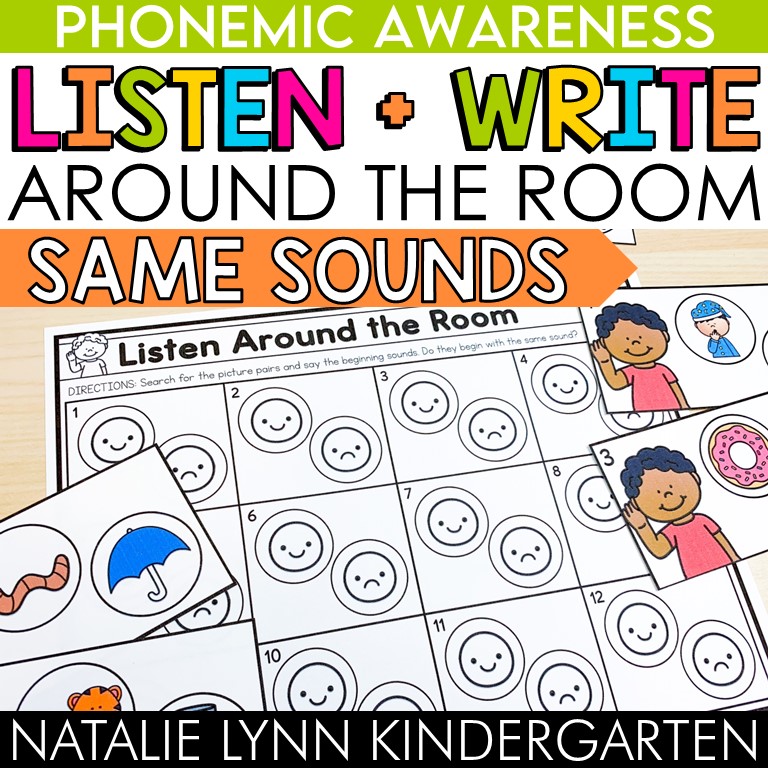 Same Beginning Sounds Phonemic Awareness Write the Room Literacy Centers