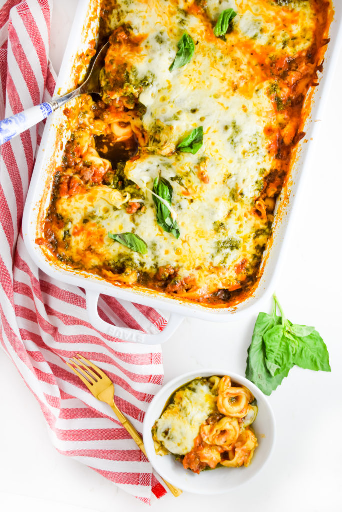 Spicy Red Sauce Pesto Tortellini Bake Natalie Paramore