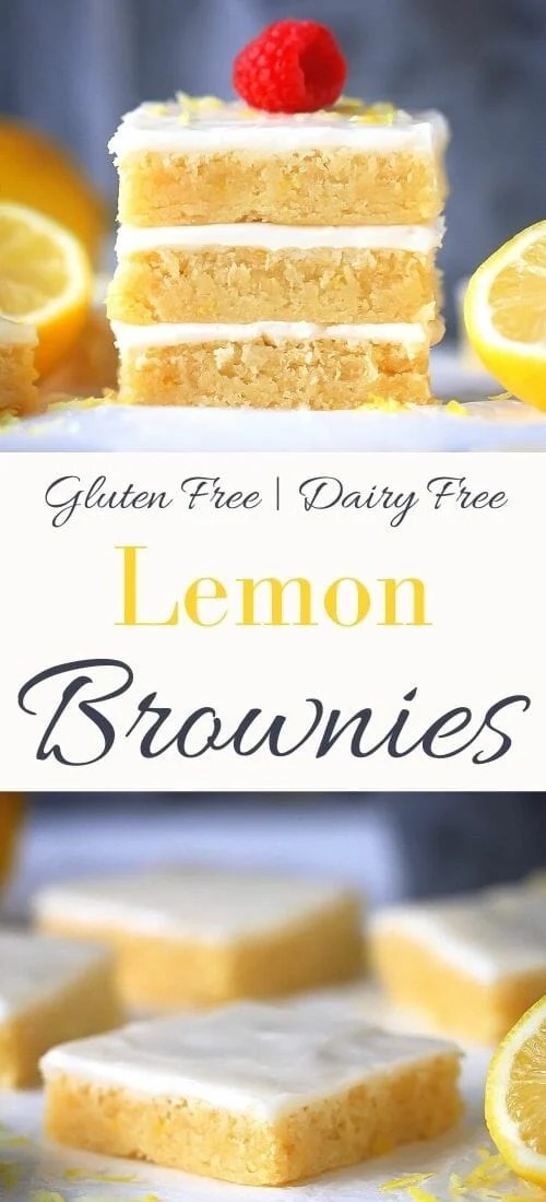 GlutenFree Lemon Brownies Dairy Free, lemon glaze, fudgy