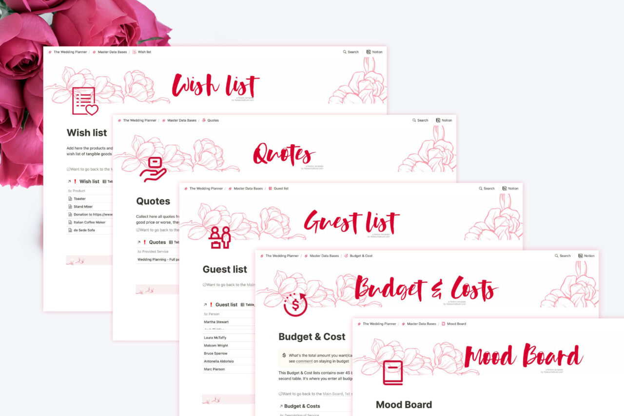 Wedding Planner Template Natascha Buck Notion Strategin