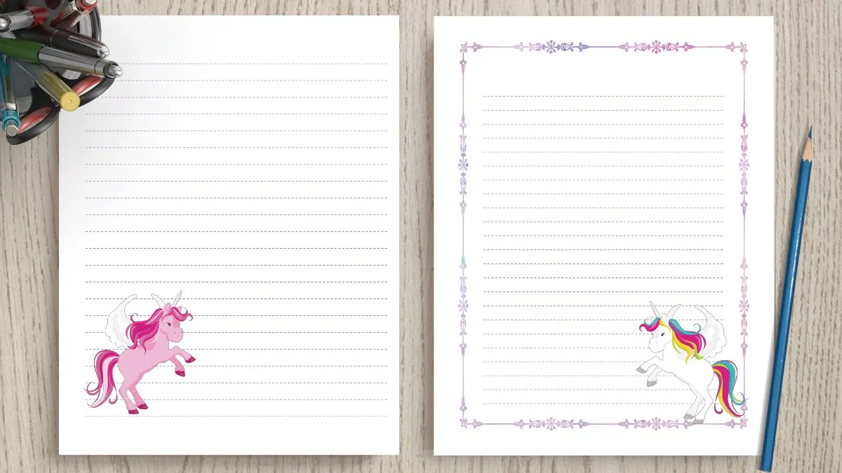 Free Printable Unicorn Notebook Paper The Artisan Life