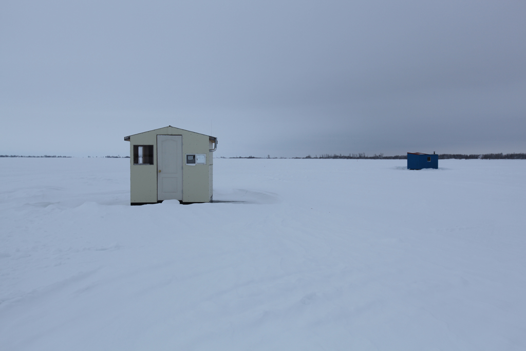 Ice Fishing Huts on Lake Manitoba Nat Chard