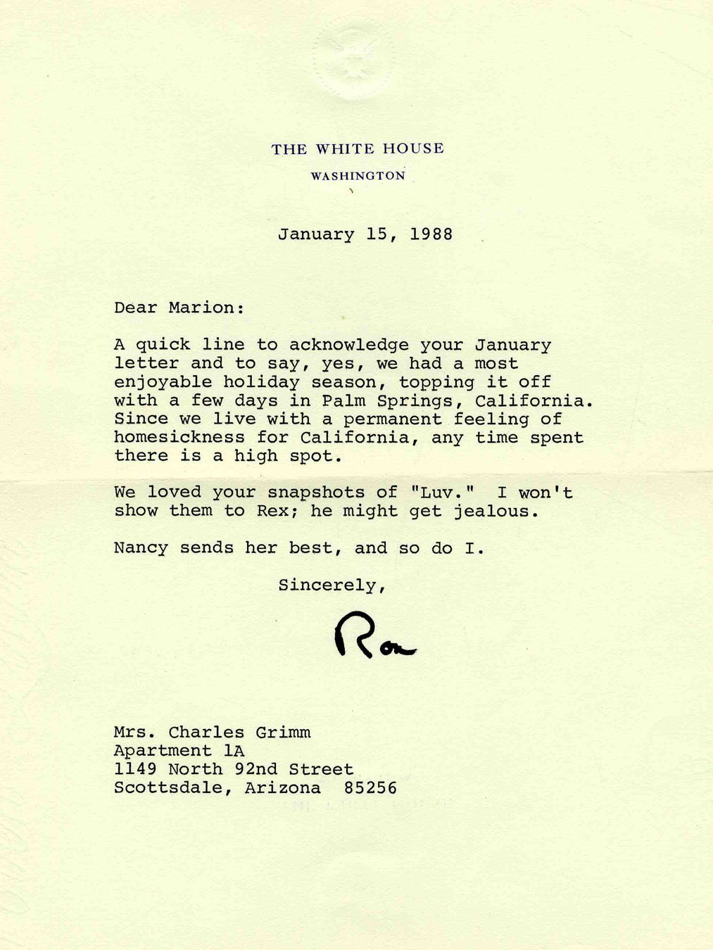 Lot Detail Ronald Reagan Typed Letter Signed as President Composed