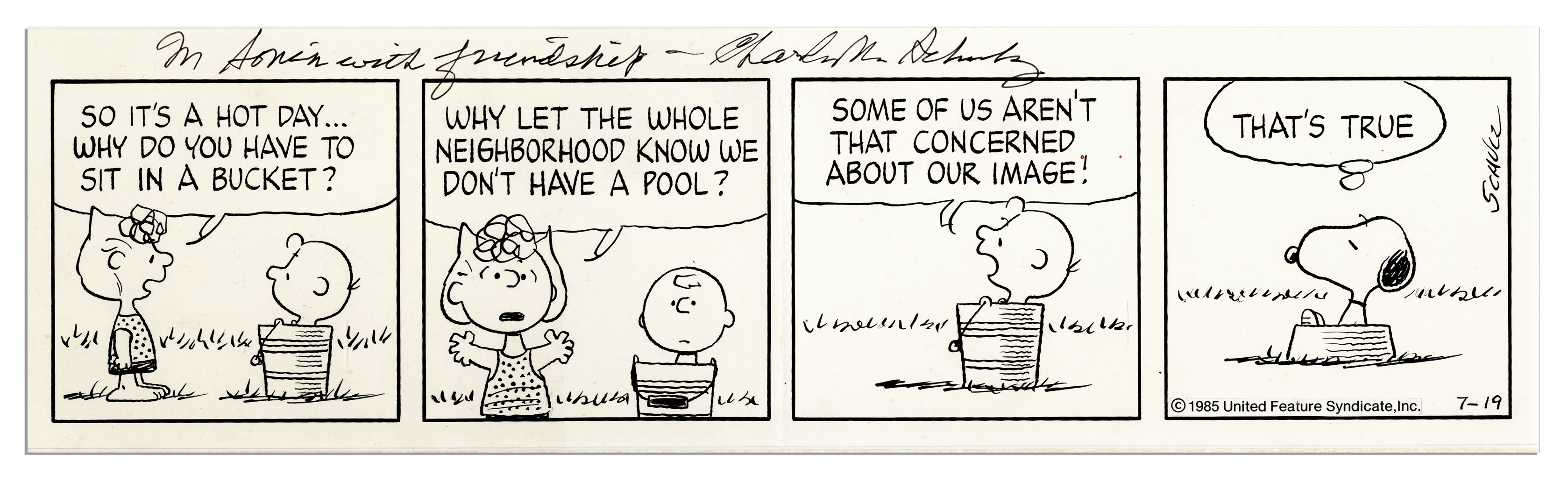Lot Detail Charles Schulz Original HandDrawn ''Peanuts'' Strip