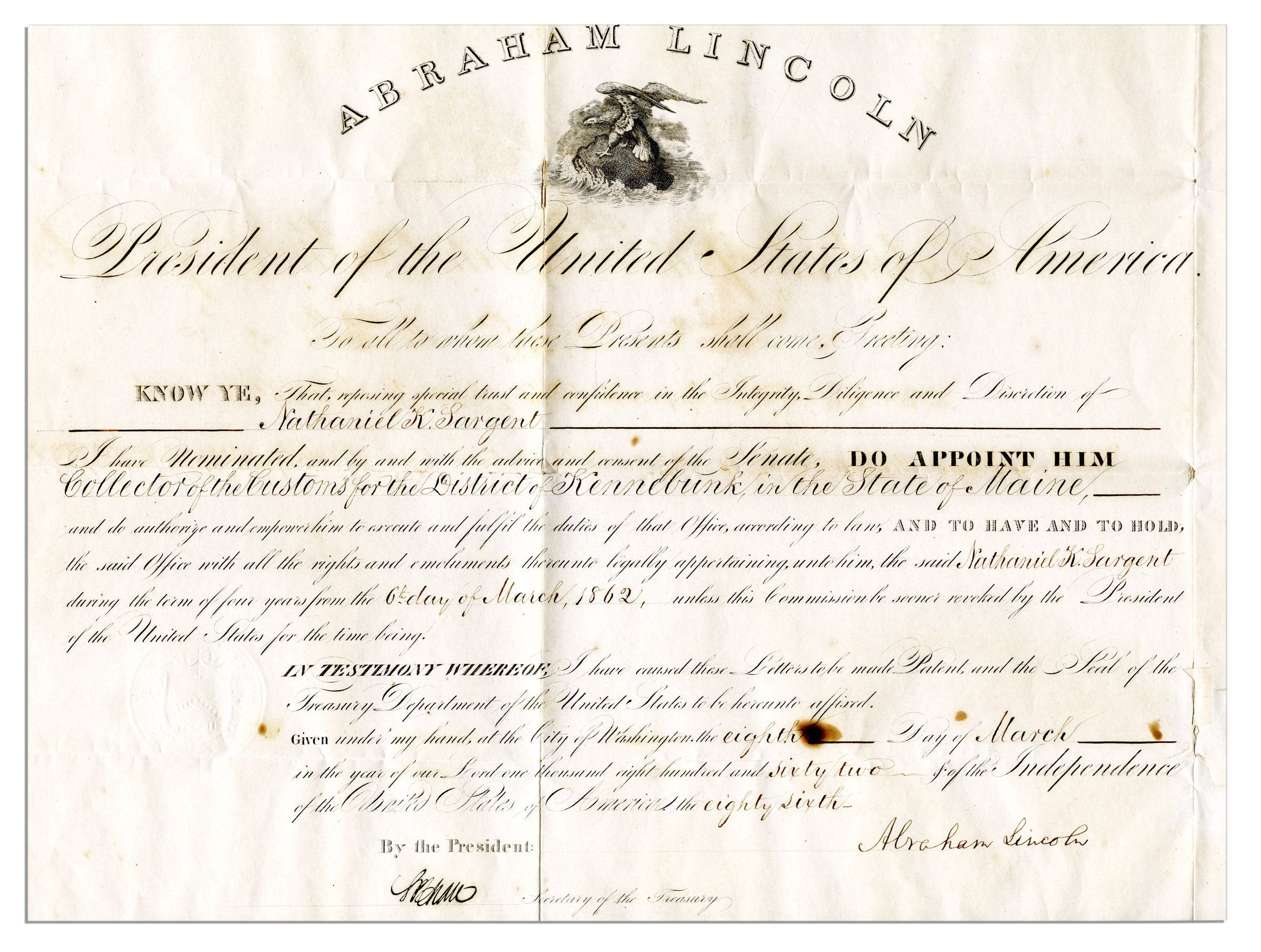 Lot Detail Abraham Lincoln Document Signed During the Civil War 1862