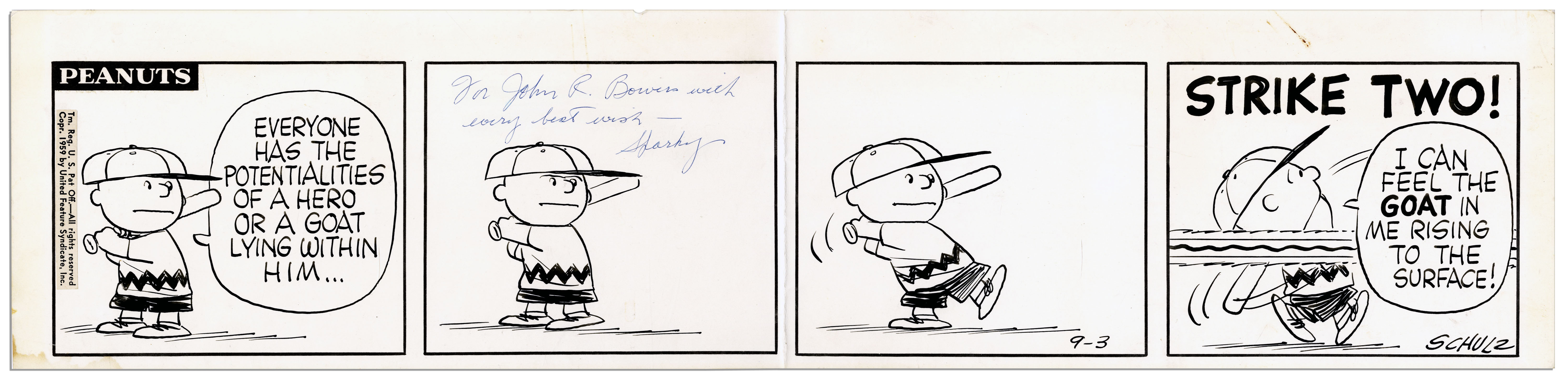 Lot Detail Charles Schulz Original HandDrawn ''Peanuts'' Comic Strip