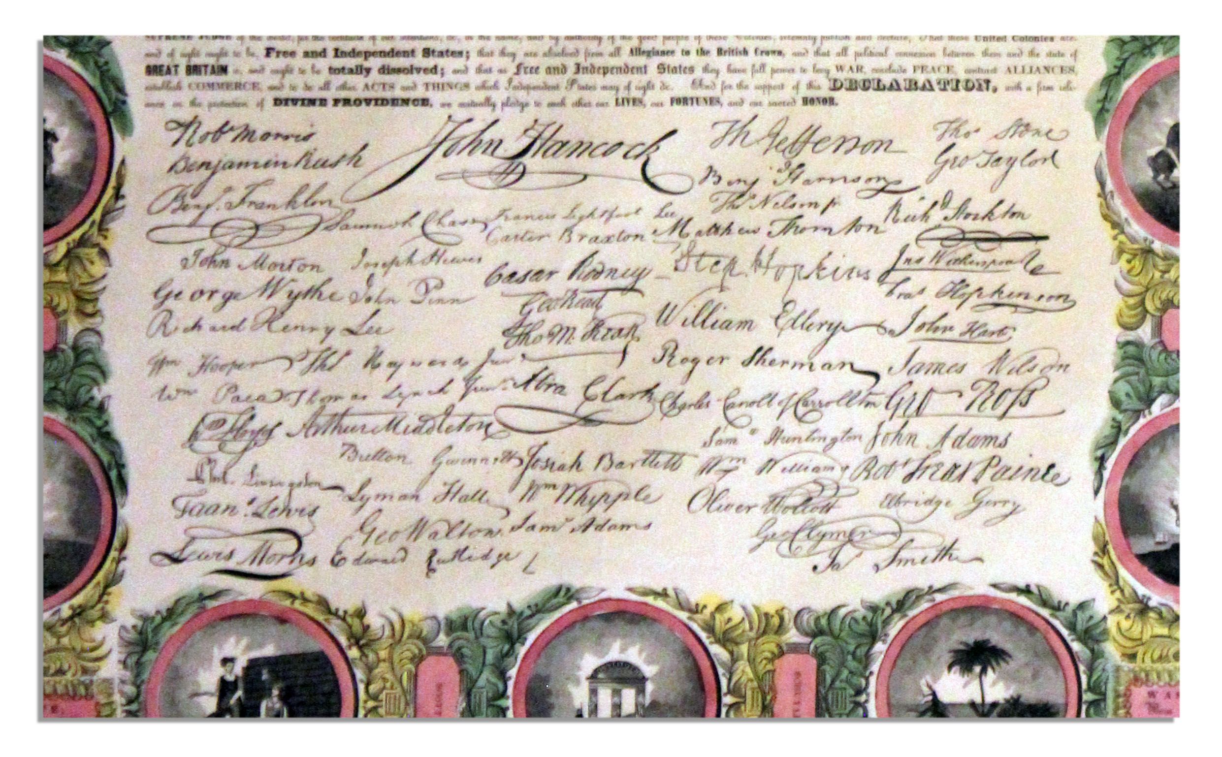 Lot Detail Declaration of Independence Print Colorful Illustrated