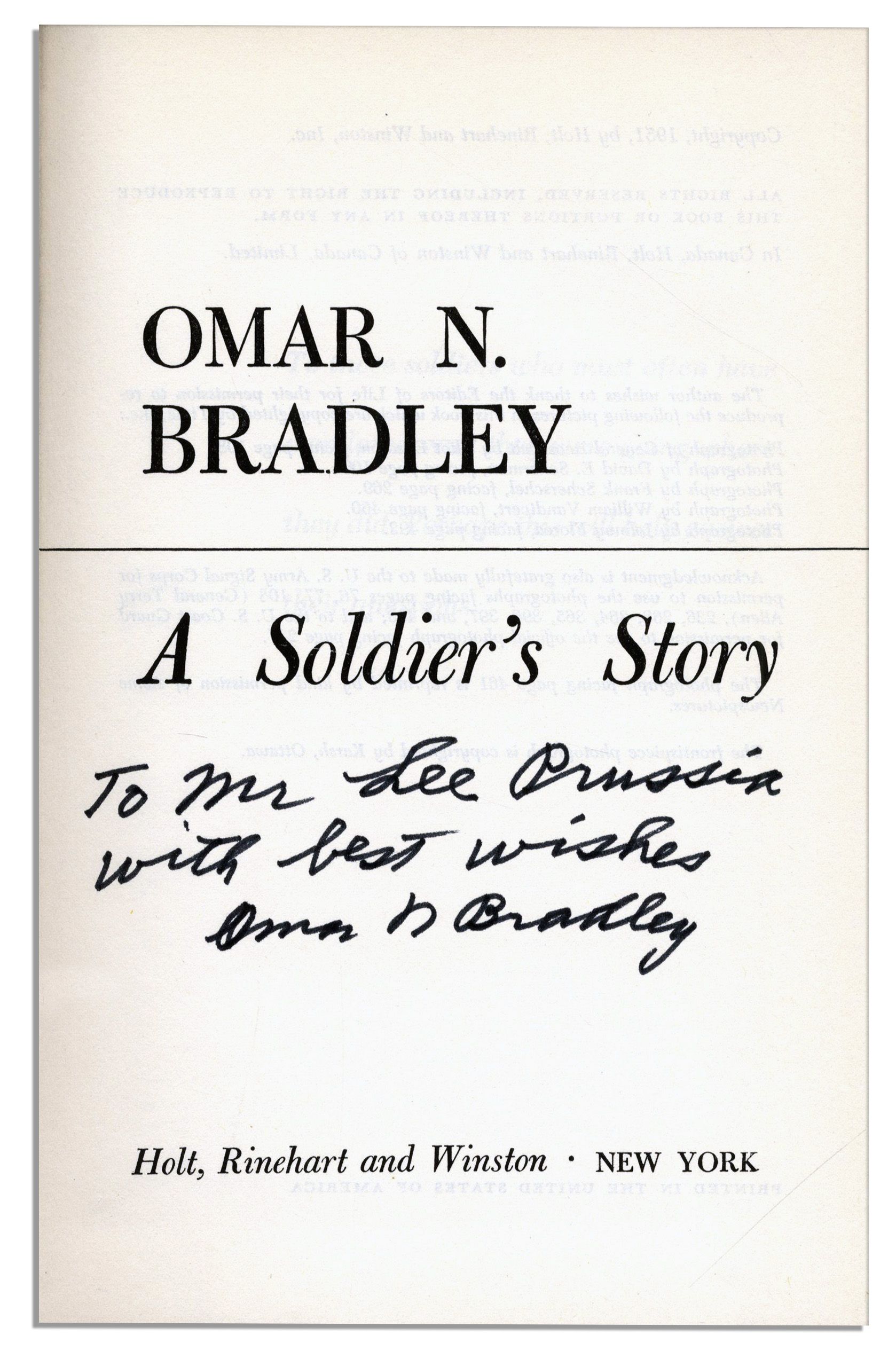 Lot Detail General Omar Bradley ''A Soldier's Story'' Signed